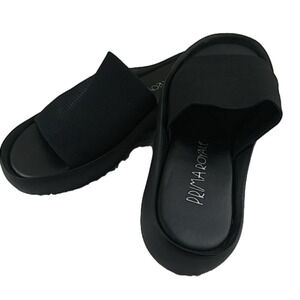 Prima Royale Penelope Black Round Toe Wide Elastic Strap Platform Mule Shoe